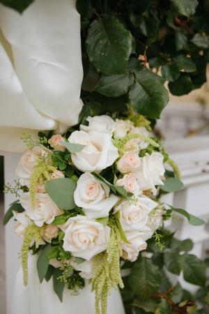 Peach Rose and Greenery Floral Ceremony Decor