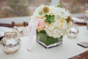 Pink Green and White Flowers Reception Decor