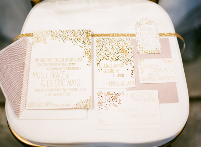 Pink and Gold Glitter Wedding Stationery