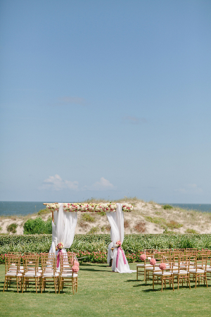 Pink and White Outdoor Wedding Ceremony