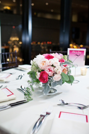 Pink and White Rose Reception Arrangement