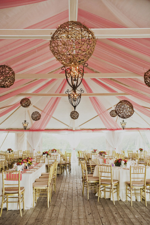 Pink and White Tent Reception Decor