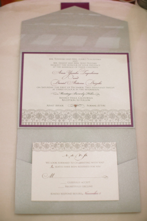 Purple and Blue Gray Floral Wedding Invitation