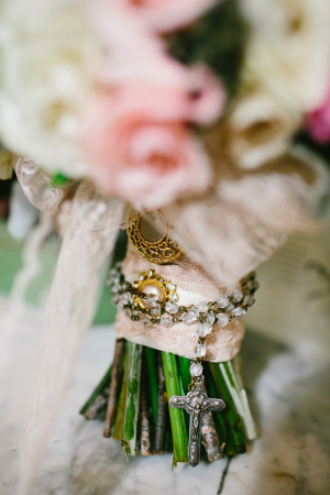 Rosary Around Bridal Bouquet