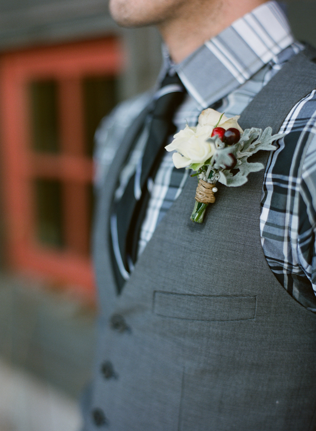 Rose Berry and Dusty Miller Boutonniere