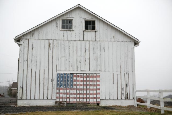 Rustic Barn With American Flag Painting