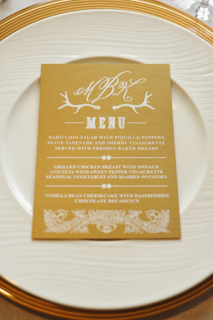 Rustic Elegant Gold Reception Menu Card