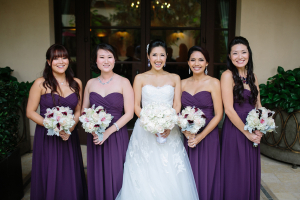 Strapless Purple Bridesmaids Dresses