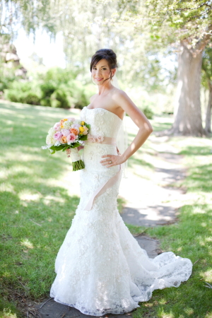 Strapless Wedding Gown With Ribbon Sash