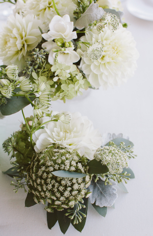 White and Green Garden Wedding Flowers