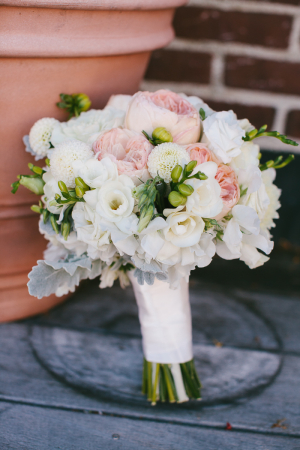 White and Pink Bouquet With Dusty Miller