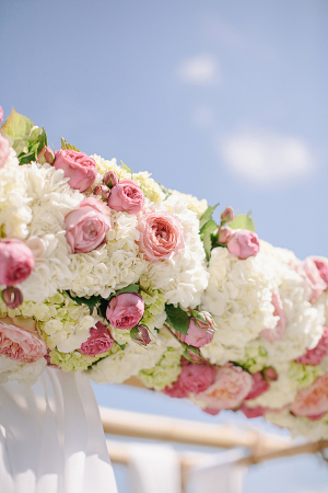 White and Pink Floral Ceremony Arch