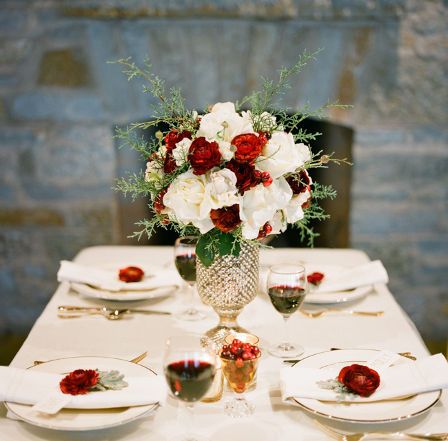 Winter Red and White Centerpiece