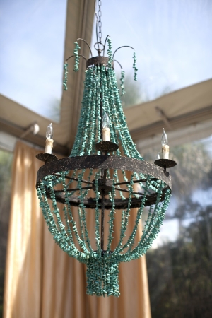 Beaded Turquoise Chandelier Outdoor Reception Decor