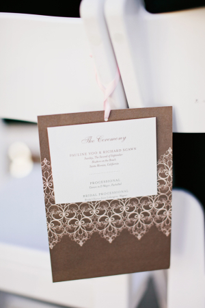 Brown Ceremony Programs With Lace Motif