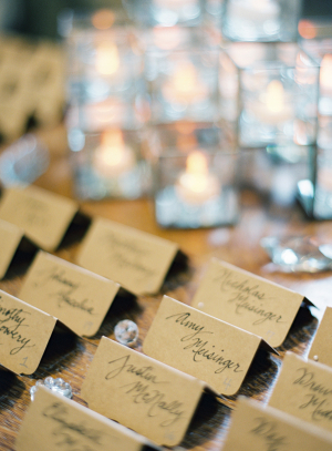 Brown Paper Calligraphy Place Cards