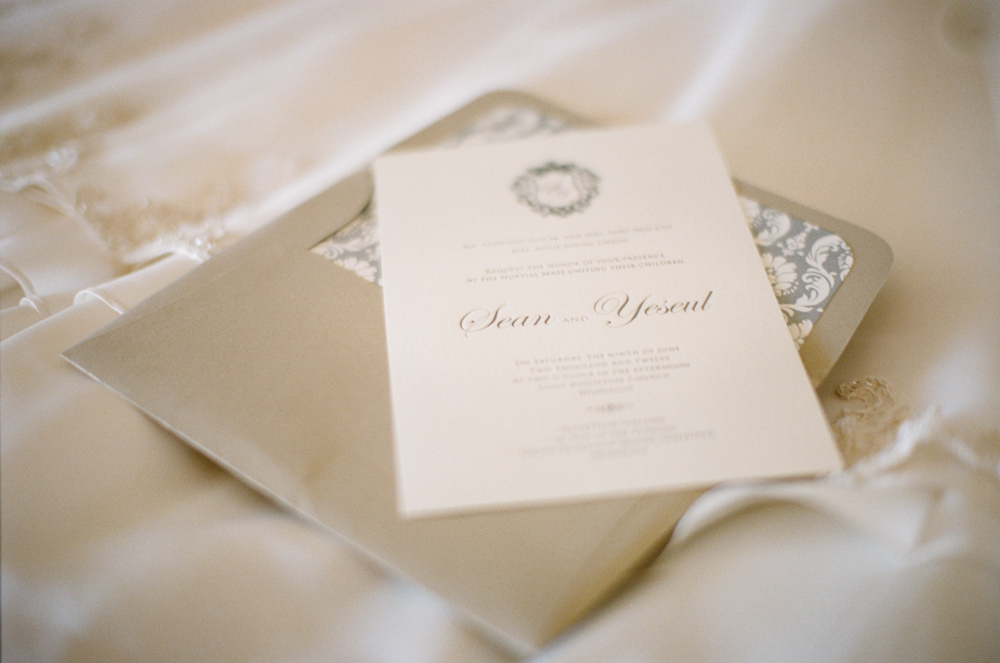 Classic Taupe and Cream Wedding Invitation