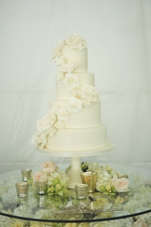 Classic Wedding Cake With Cascading Flowers