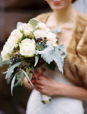 Cream Rose and Dusty Miller Bouquet
