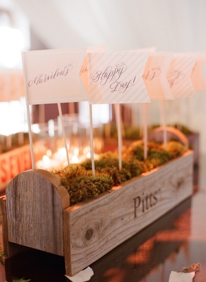 Decorative Paper Flags in Moss Lined Wooden Box