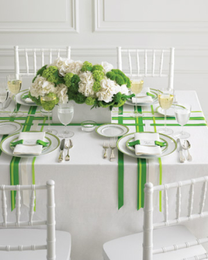 Green White Ribbon Tabletop