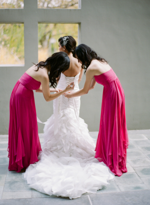 Long Hot Pink Bridesmaids Dresses