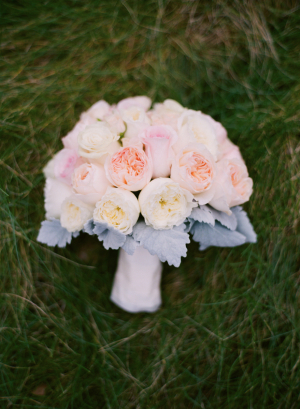 Pastel Peony Bouquet With Dusty Miller