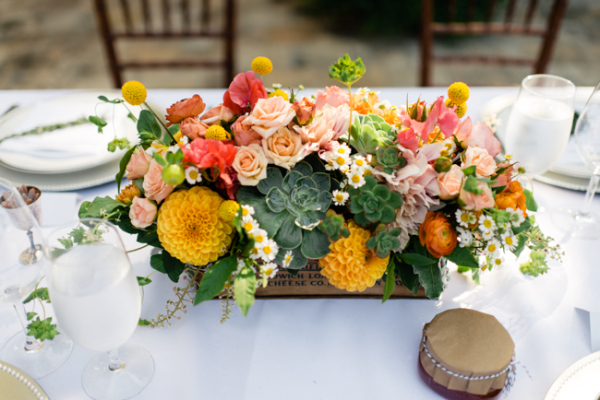 Peach and Yellow Centerpiece