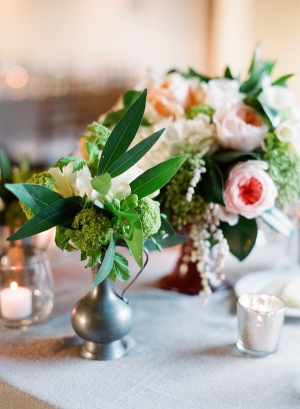 Pink Green and Cream Reception Flowers