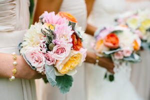 Pink and Yellow Bridesmaids Bouquets