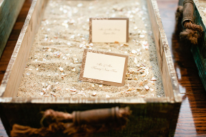 Place Cards in Sand and Crushed Shells