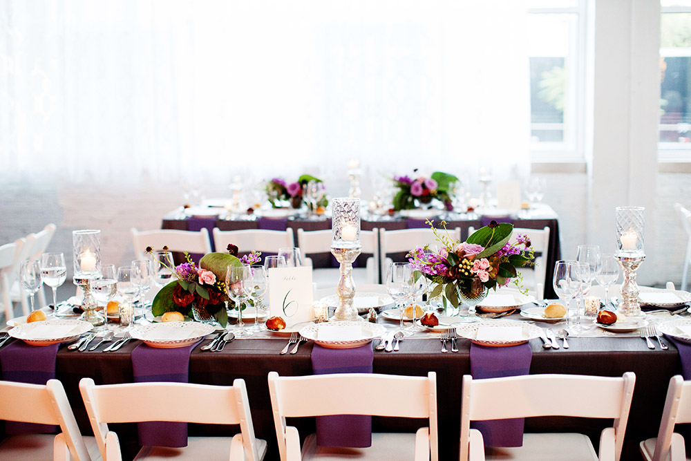 Modern Purple + White Loft Wedding