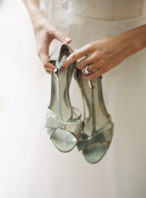 Silver Glitter Shoes With Bows