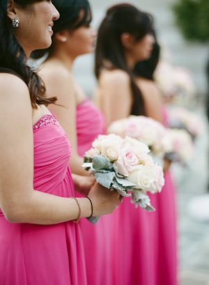 Strapless Hot Pink Bridesmaids Dresses