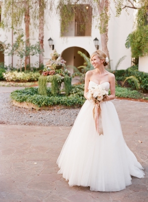 Strapless Wedding Gown With Tulle Skirt