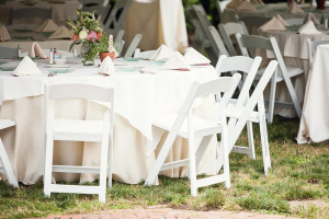 White and Cream Outdoor Reception Table Decor