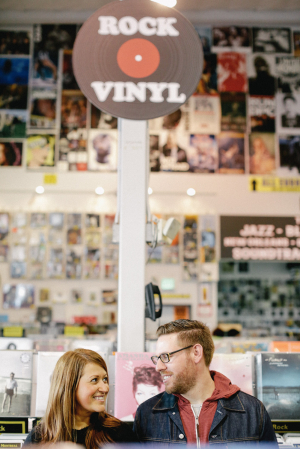Couple in LA Music Store Engagement Session