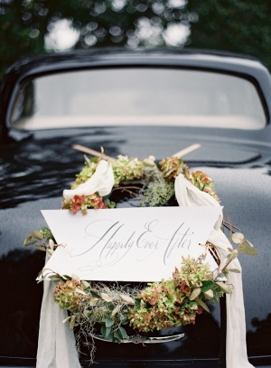 Elegant Wedding Getaway Car Wreath