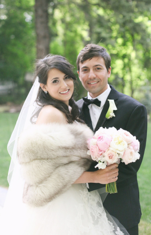 Fur Wrap Over Wedding Gown