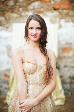 Gold Corset Front Wedding Gown