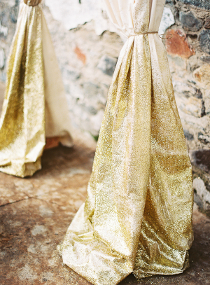 Gold Glitter Curtains at Altar