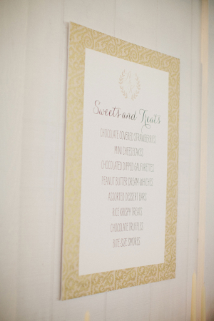 Gold and Ivory Sweets Menu