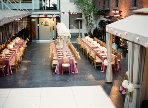 Gray and Pink Outdoor Terrace Reception