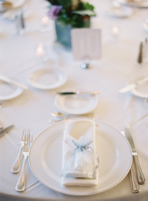 Light Blue and Cream Reception Table Setting