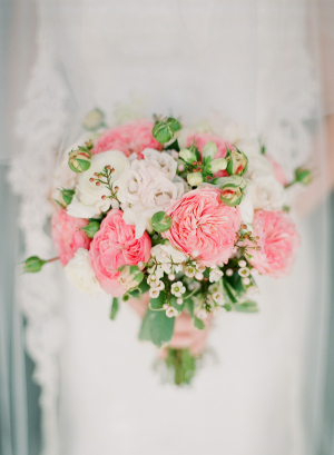 Light Pink White and Green Bridal Bouquet 