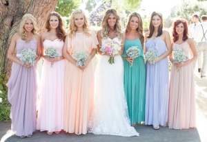 Long Chiffon Pastel Bridesmaids Dresses