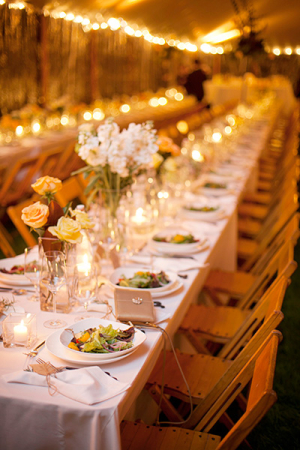 Long Reception Tables Lined With Candles