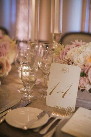 Monogrammed Gold Reception Table Numbers