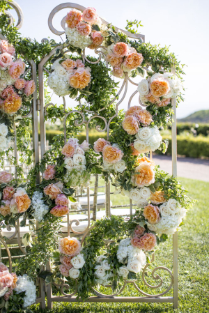 Peach Ivory Wedding Floral Gate
