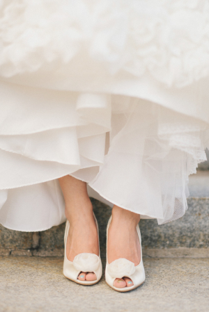 Peep Toe Bridal Heels With Rosettes
